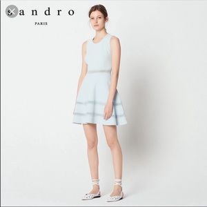 Sandro Paris Carrie Fit and Flare Dress in Baby Blue